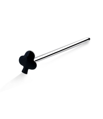 Enameled Silver Club Shaped Straight Nose Stud NSKA-356CL